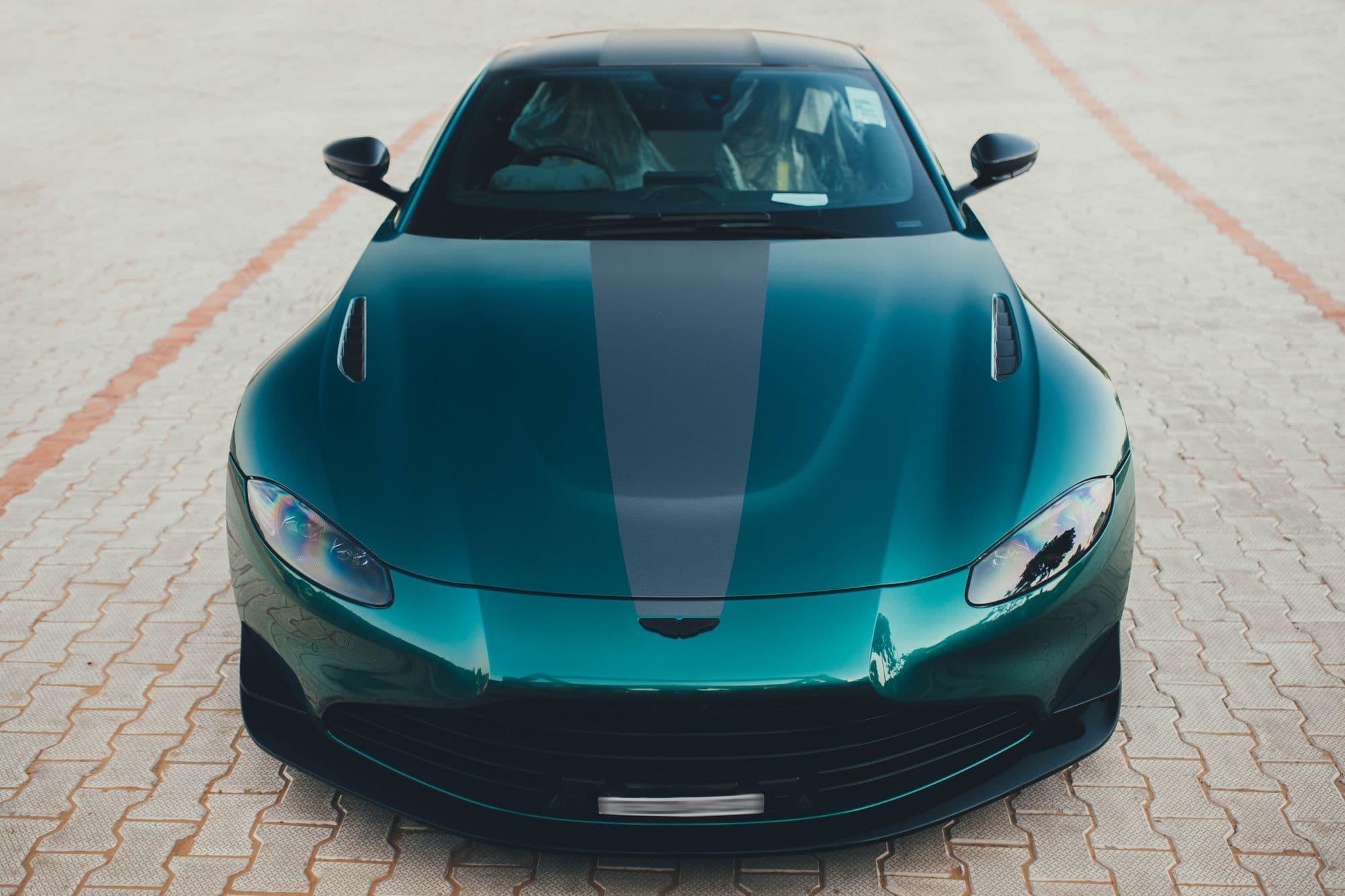 Green Aston Martin Vantage F1 Edition seen from the front